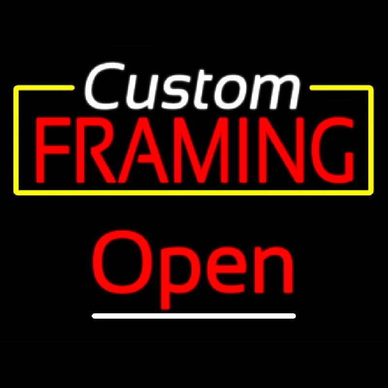 Custom Framing Yellow Border Open Enseigne Néon