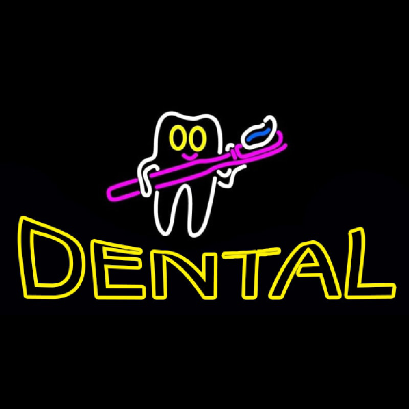 Dental With Tooth And Brush Logo Enseigne Néon