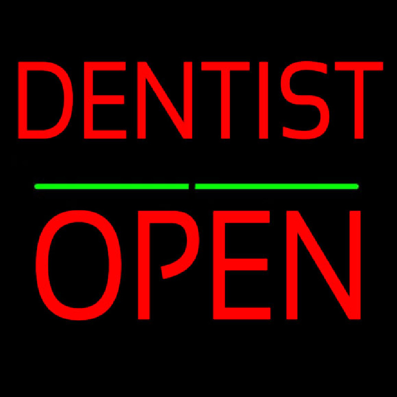 Dentist Block Open Green Line Enseigne Néon