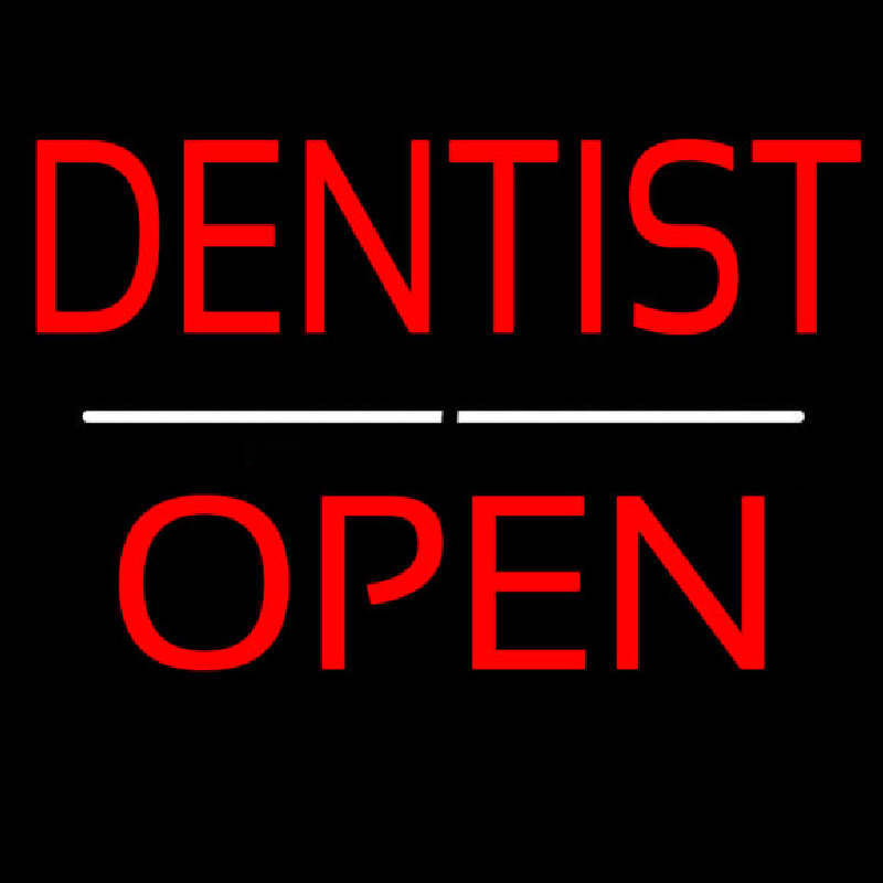 Dentist Open White Line Enseigne Néon