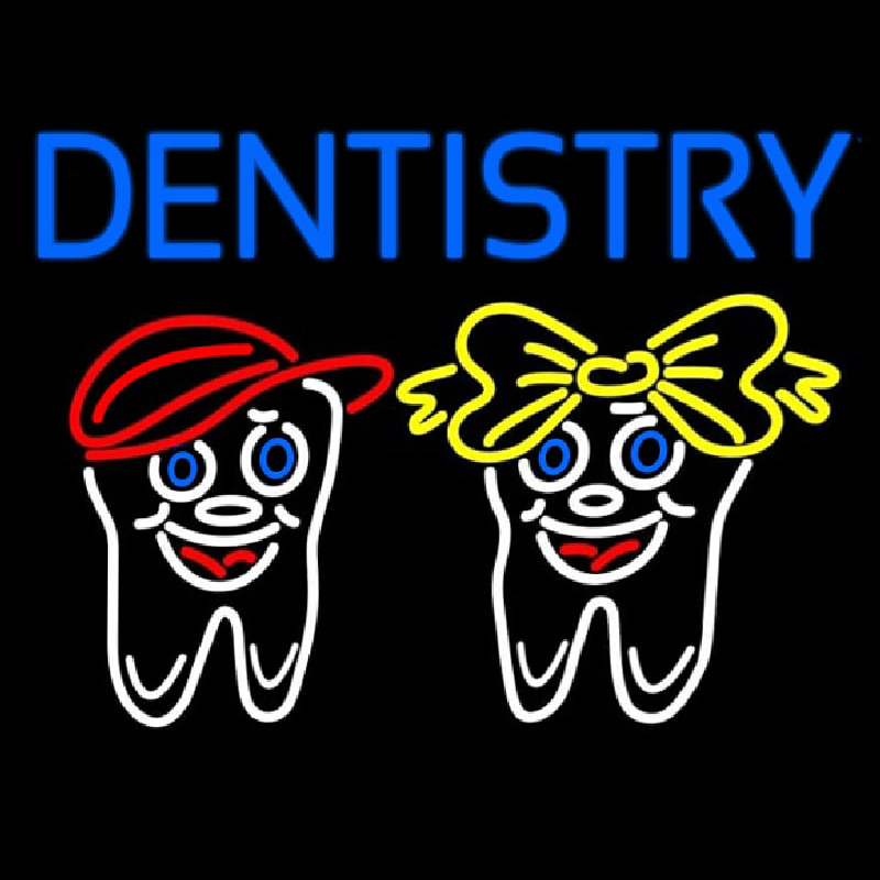 Dentistry With Teeth Logo Enseigne Néon