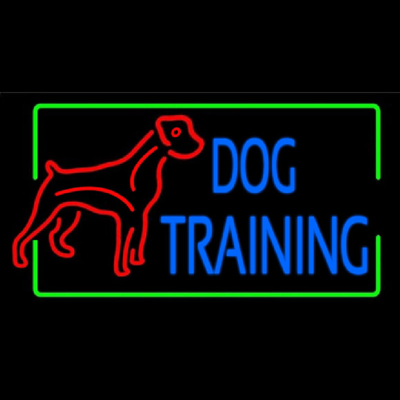 Dog Training Green Border 2 Enseigne Néon