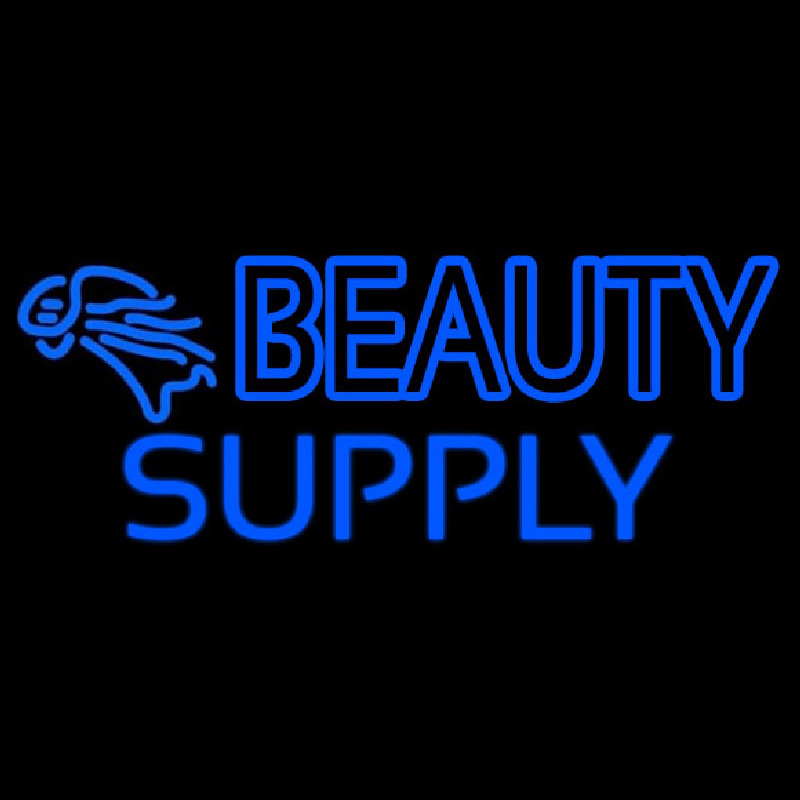 Double Stroke Blue Beauty Supply Enseigne Néon