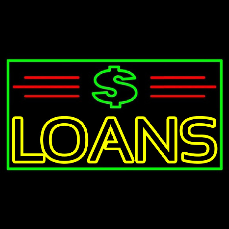 Double Stroke Loans With Dollar Logo And Border And Lines Enseigne Néon