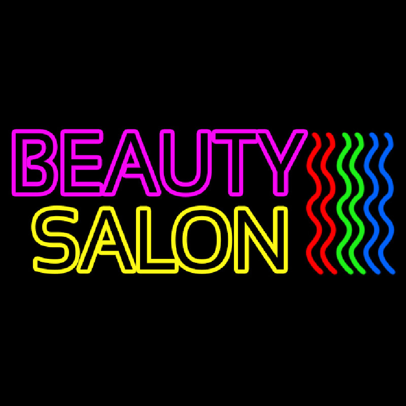 Double Stroke Pink Beauty Yellow Salon Enseigne Néon