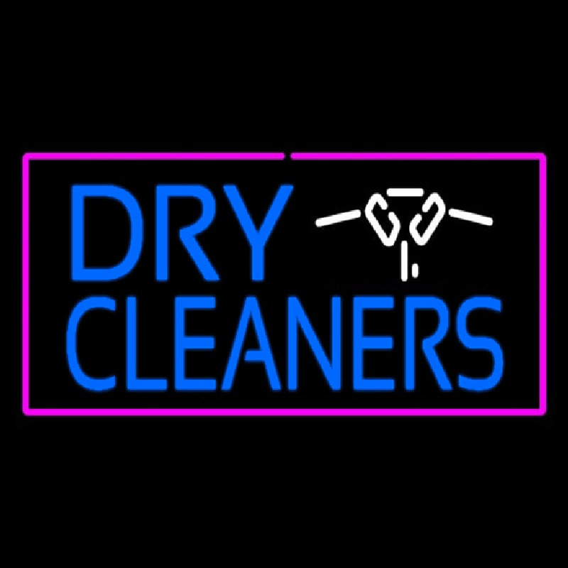 Dry Cleaners Logo Rectangle Pink Enseigne Néon