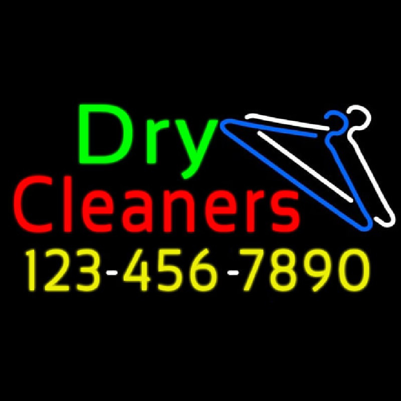 Dry Cleaners With Phone Number Logo Enseigne Néon