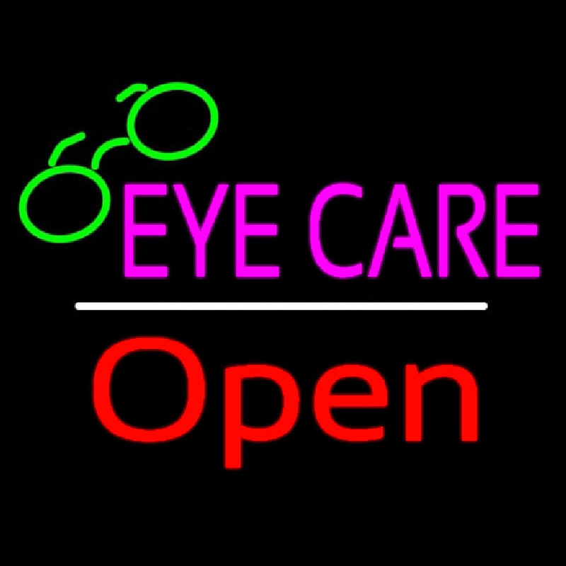 Eye Care Logo Red Open White Line Enseigne Néon