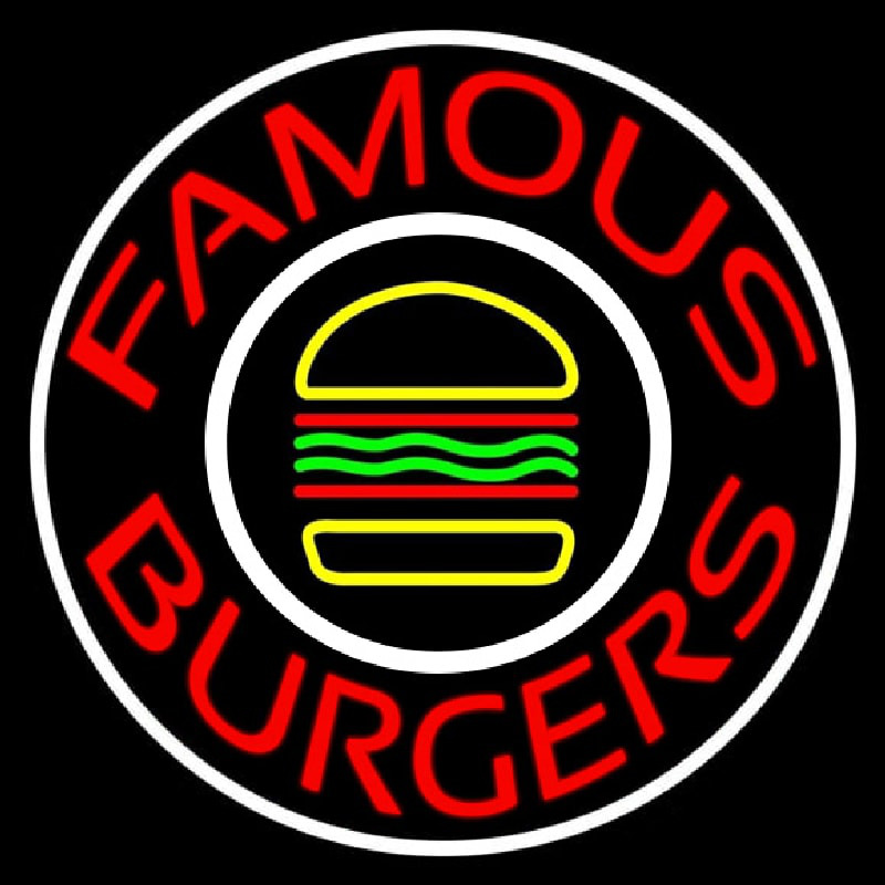 Famous Burgers Circle Enseigne Néon