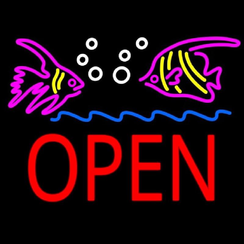 Fish Logo Block Open Enseigne Néon