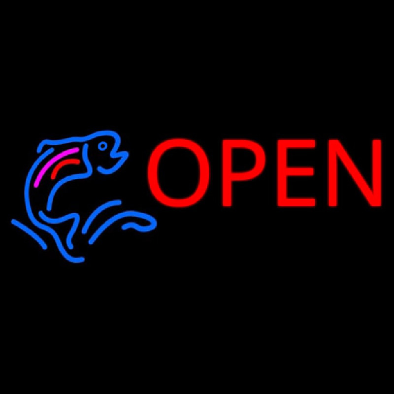 Fish Logo Open Block Enseigne Néon