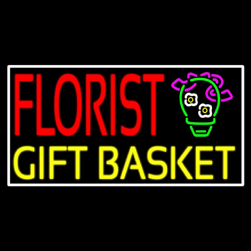 Florist Gifts Baskets White Border Enseigne Néon