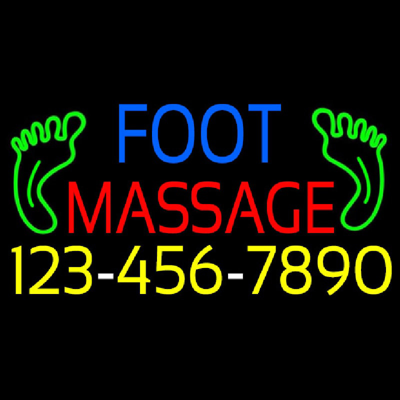 Foot Massage Logo And Number Enseigne Néon