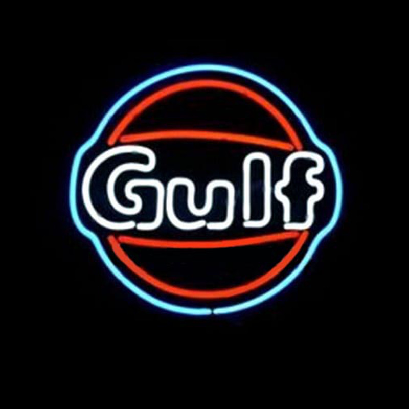 GULF OIL LOGO BEER BAR Enseigne Néon