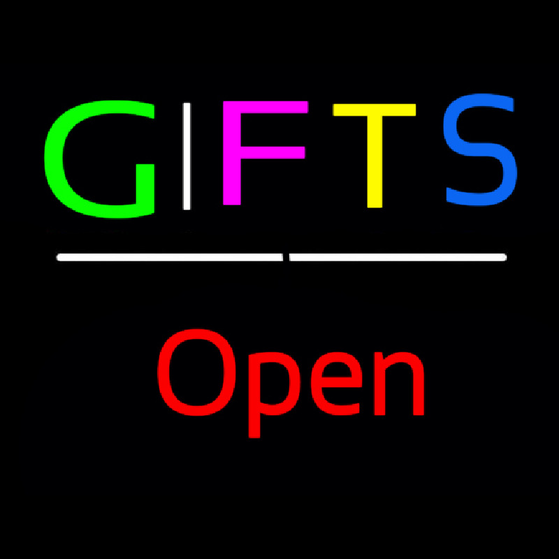 Gifts Open White Line Enseigne Néon