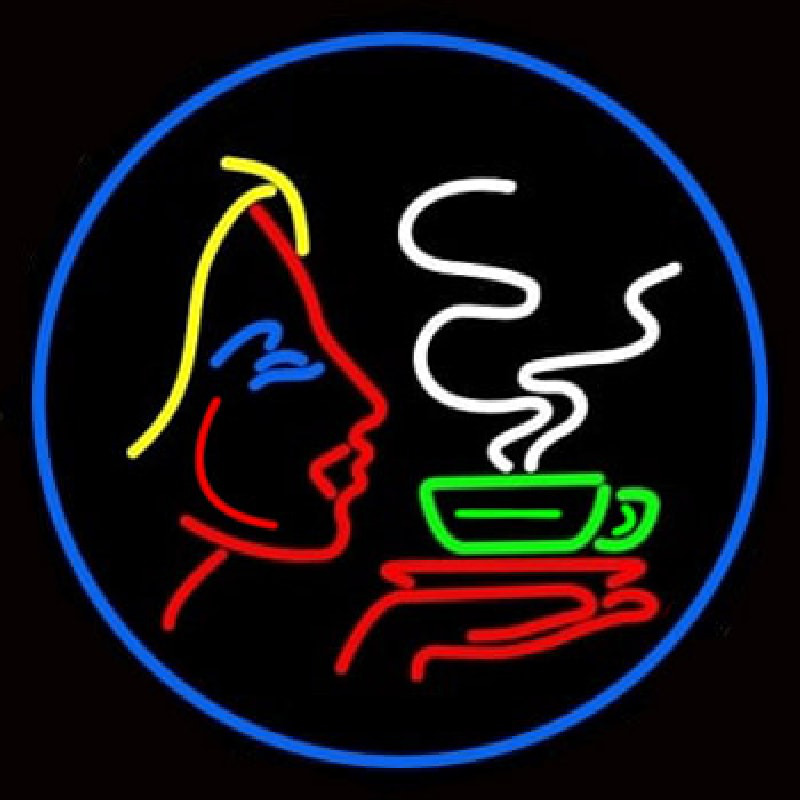 Girl Logo With Hot Coffee Enseigne Néon