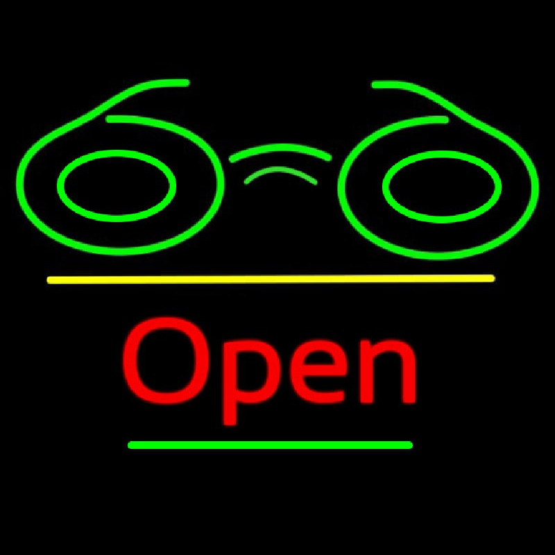 Glasses Logo Open Yellow Line Enseigne Néon