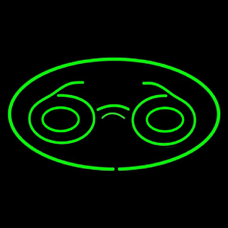 Glasses Logo Oval Green Enseigne Néon