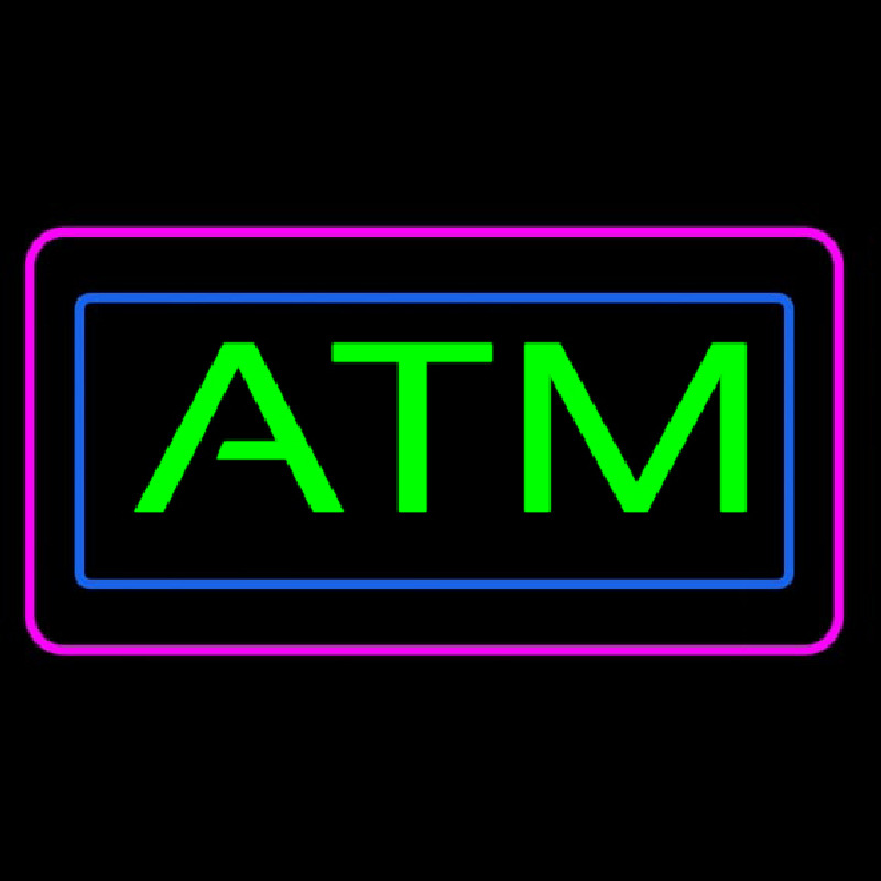 Green Atm Pink Blue Border Enseigne Néon