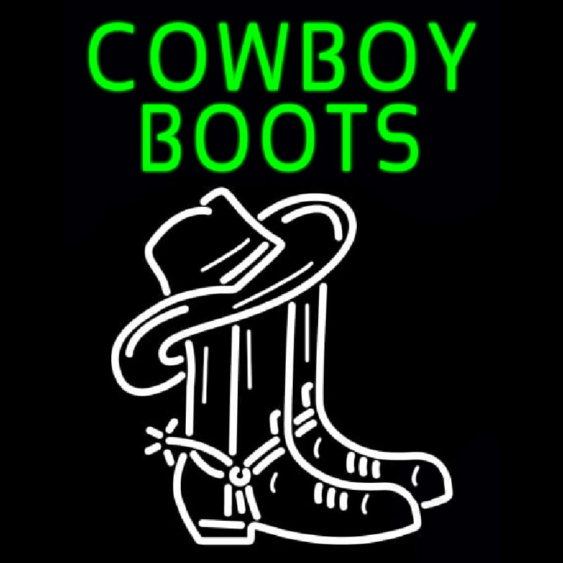 Green Cowboy Boots With Logo Enseigne Néon