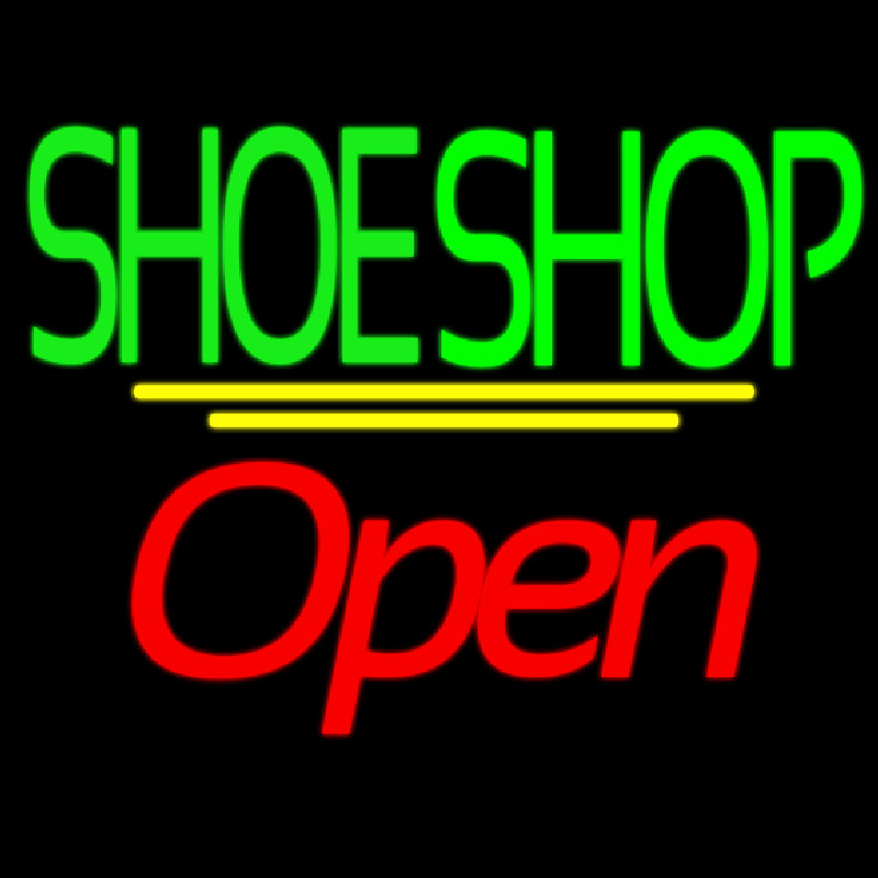 Green Double Stroke Shoe Shop Open Enseigne Néon