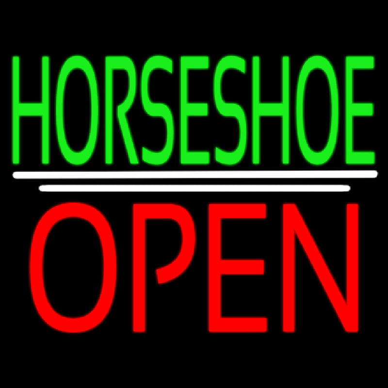 Green Horseshoe Open Enseigne Néon