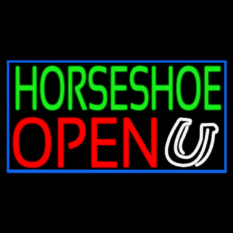 Green Horseshoe Open With Border Enseigne Néon