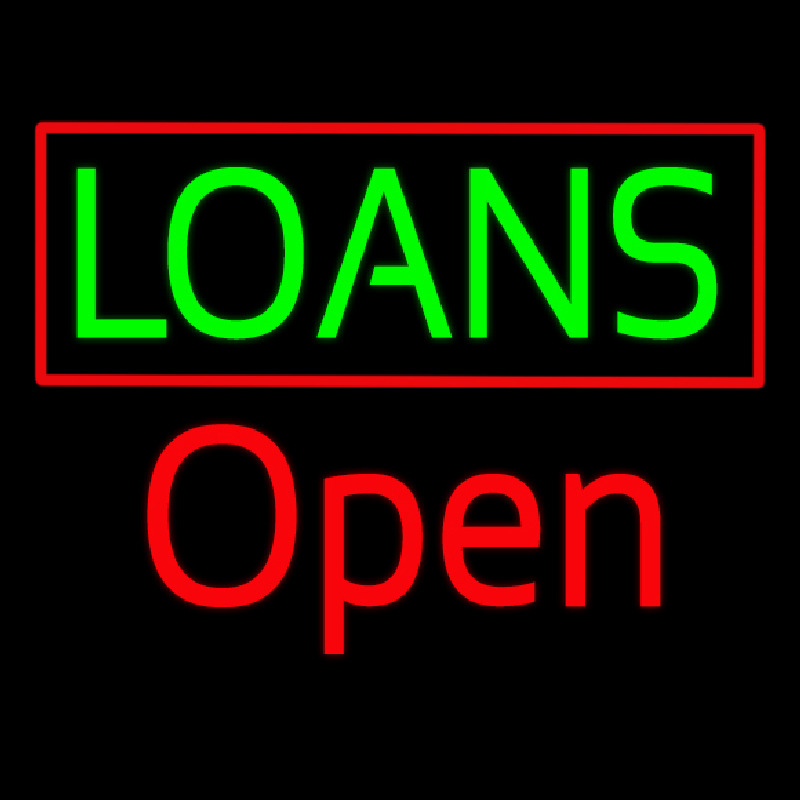 Green Loans Red Border Open Enseigne Néon