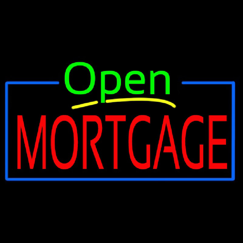 Green Open Mortgage Blue Border Enseigne Néon