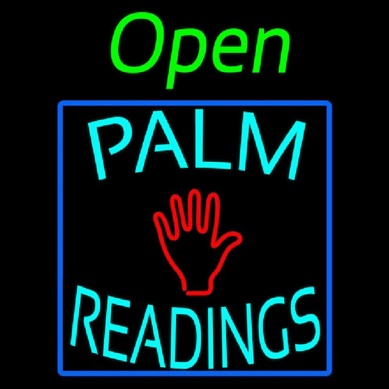 Green Open Turquoise Palm Readings Blue Border Enseigne Néon