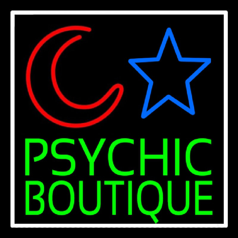 Green Psychic Boutique White Border Enseigne Néon