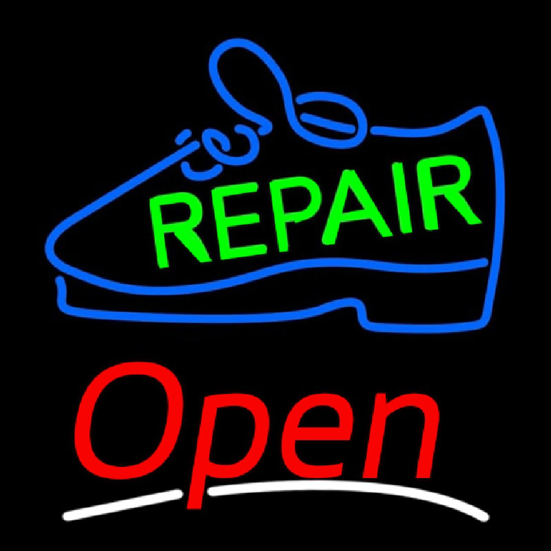 Green Repair Shoe Open Enseigne Néon