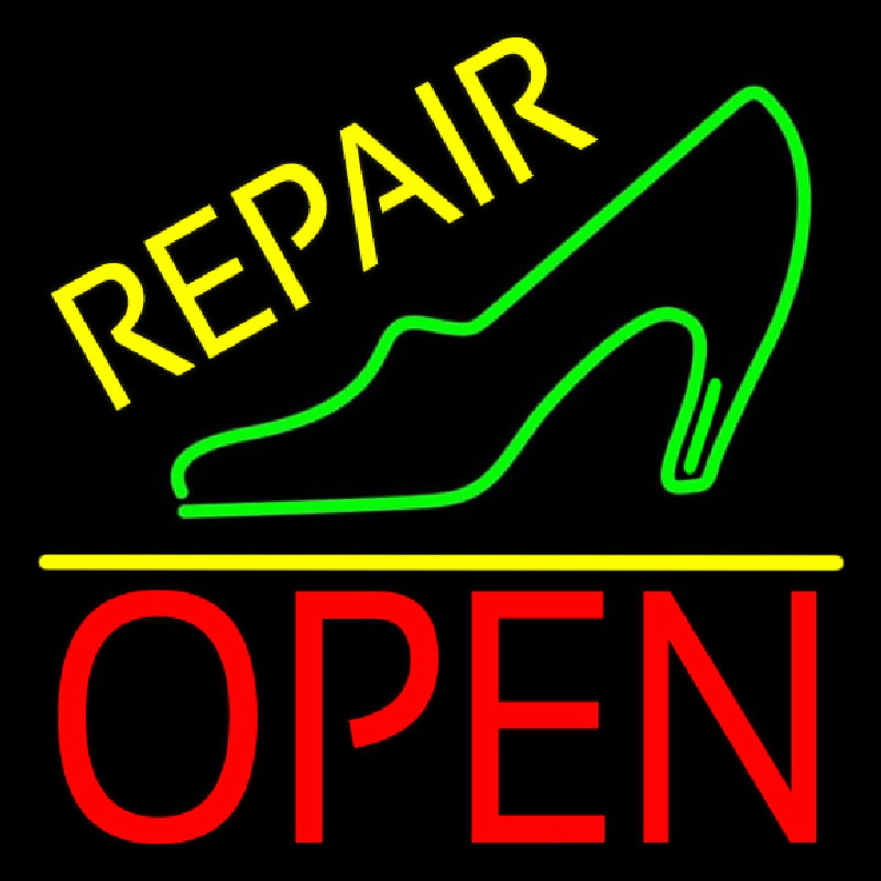 Green Sandal Repair Open Enseigne Néon