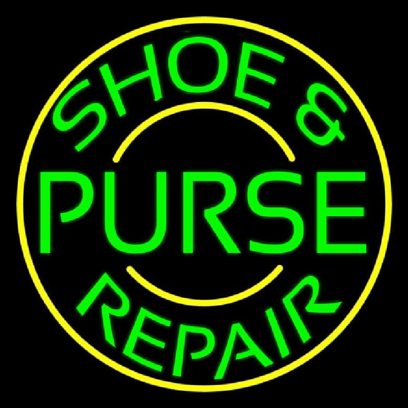 Green Shoe And Purse Repair With Border Enseigne Néon