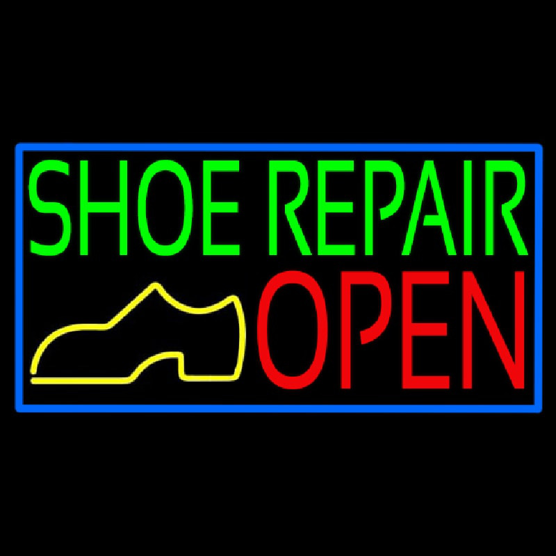 Green Shoe Repair Open With Border Enseigne Néon