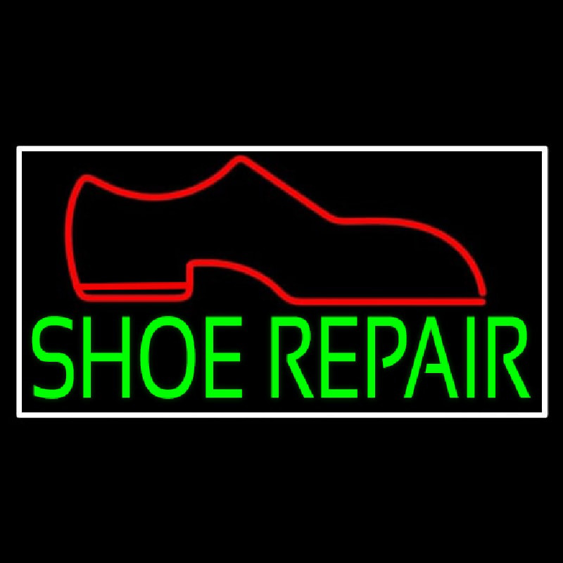 Green Shoe Repair With Border Enseigne Néon