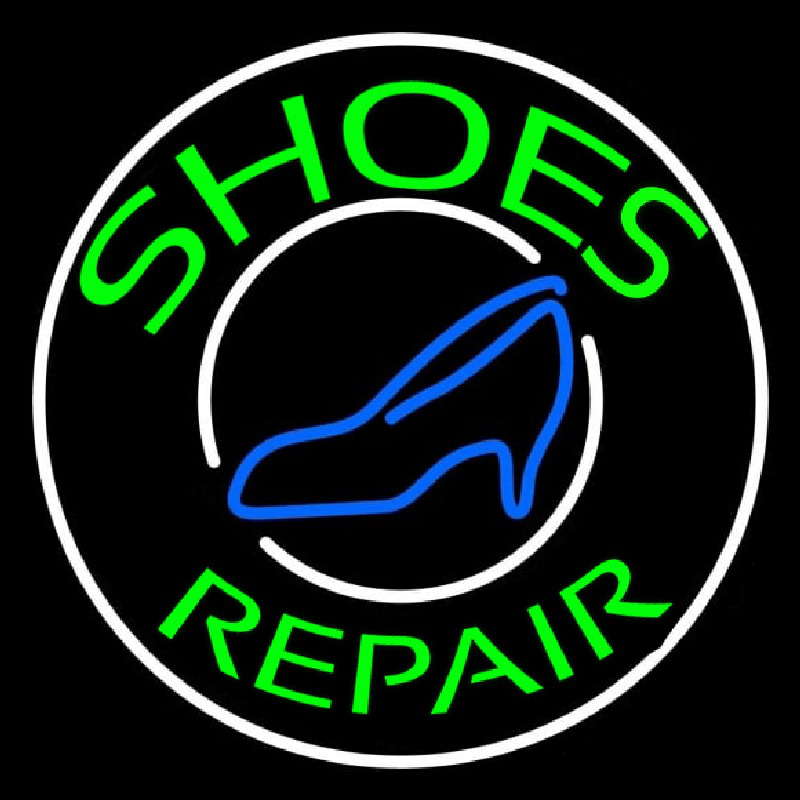 Green Shoes Repair Blue Sandal Enseigne Néon