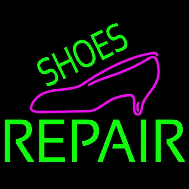 Green Shoes Repair Pink Sandal Enseigne Néon