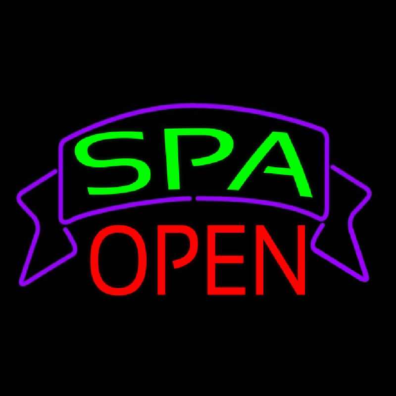 Green Spa Open Banner Enseigne Néon