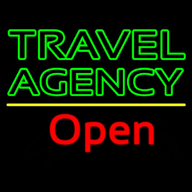 Green Travel Agency Open Enseigne Néon