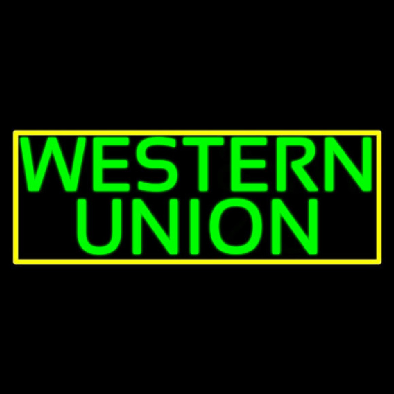 Green Western Union With Green Border Enseigne Néon