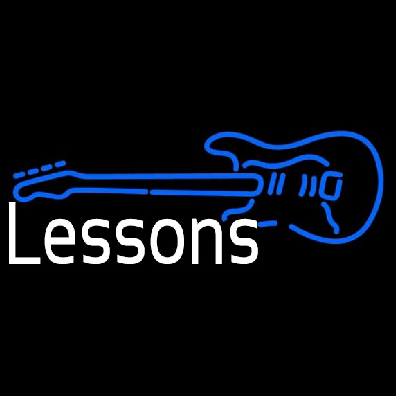 Guitar Logo Lessons 1 Enseigne Néon