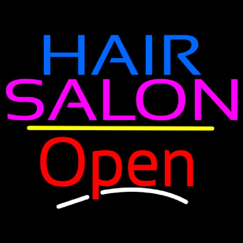 Hair Salon Open Yellow Line Enseigne Néon