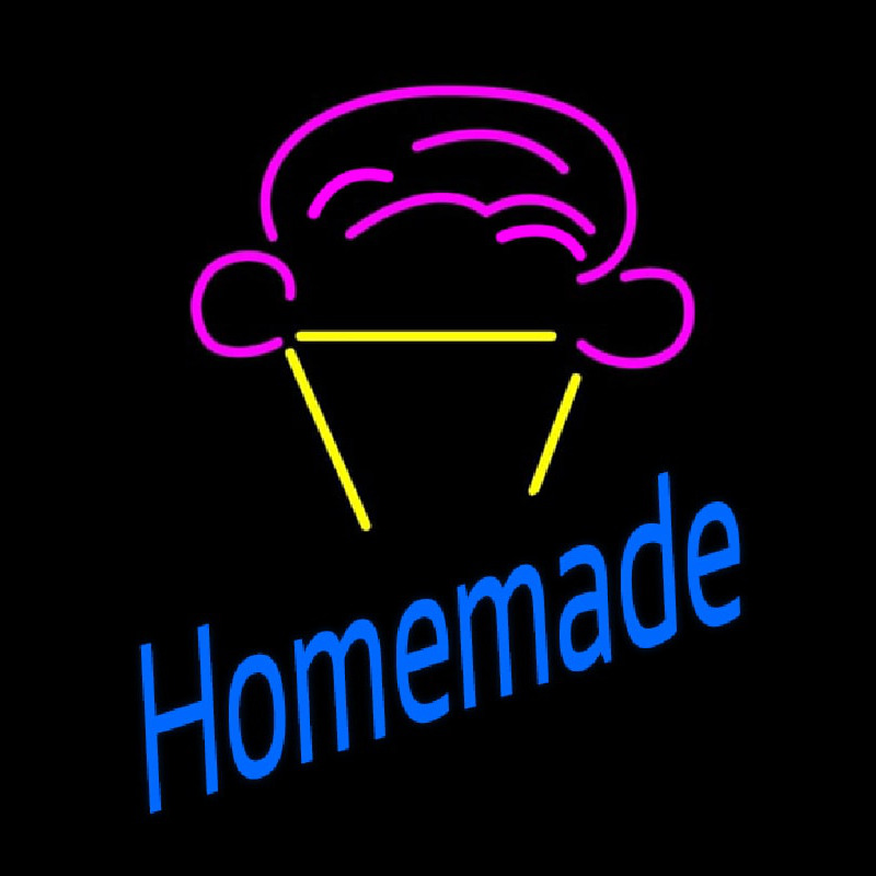 Homemade With Ice Cream Cone Logo Enseigne Néon