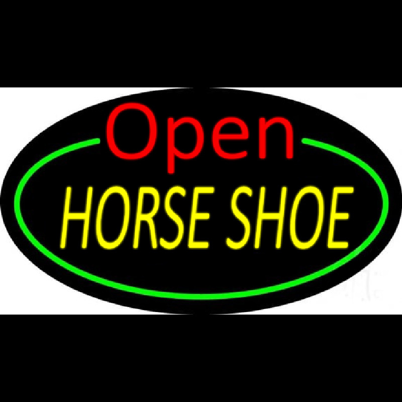 Horseshoe Open With Green Border Enseigne Néon