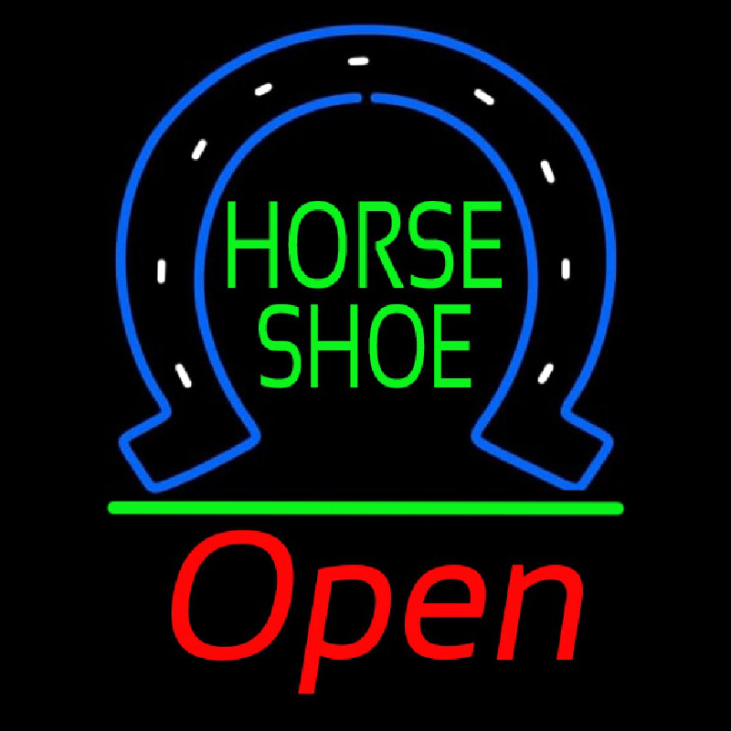 Horseshoe Open With Green Line Enseigne Néon