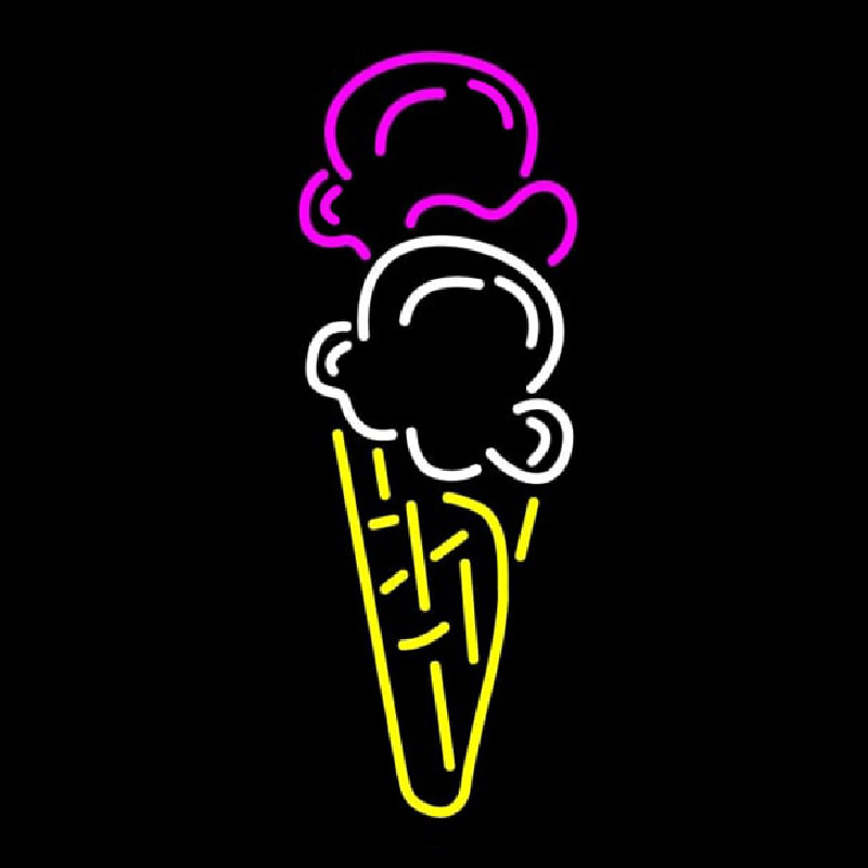 Ice Cream Cone Double Scoop Logo Enseigne Néon