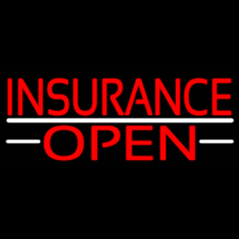 Insurance Open White Line Enseigne Néon