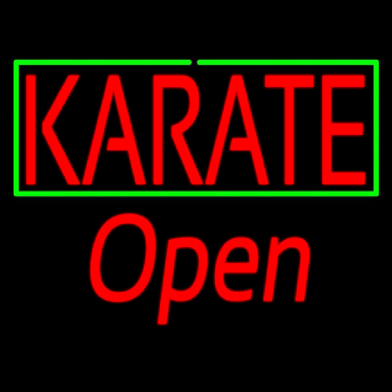 Karate Script1 Open Green Line Enseigne Néon