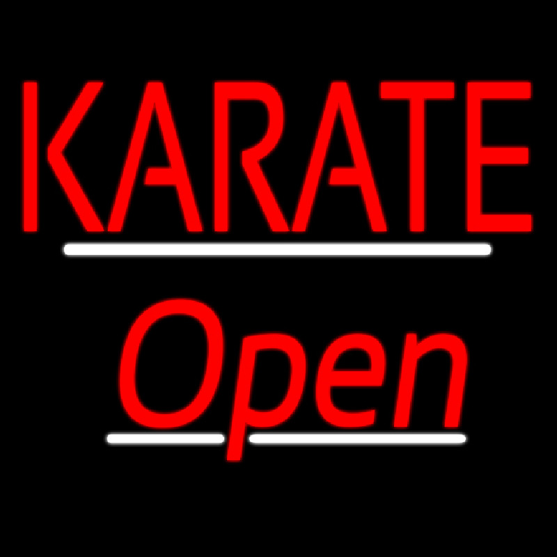 Karate Script2 Open White Line Enseigne Néon